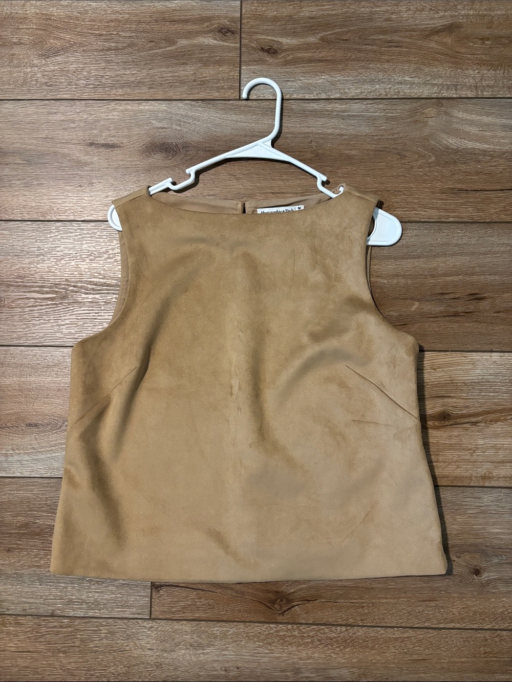 Abercrombie & Fitch Sleeveless Suede Tank Top in Camel